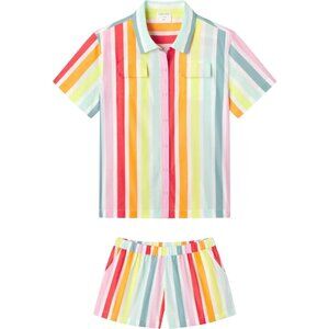 LAKE x Atlantic-Pacific Sadie Shorts Pajama Set Rainbow Stripe Size SMALL